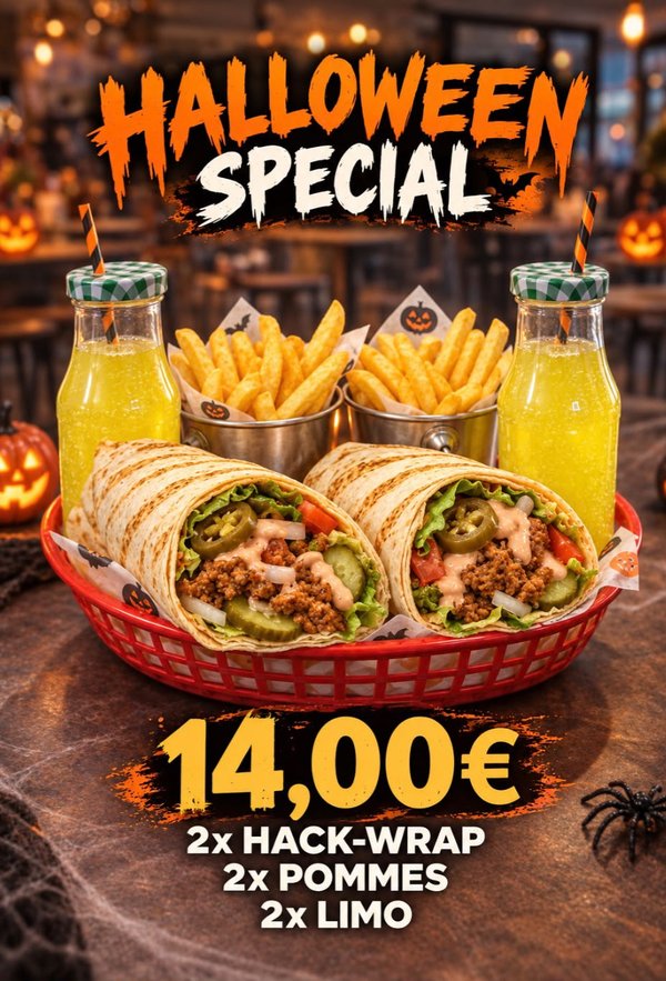 Dominion Food Revolution – Halloween-Special 2026: 2 Hack-Wraps, 2 Pommes und 2 Limo für 14 Euro
